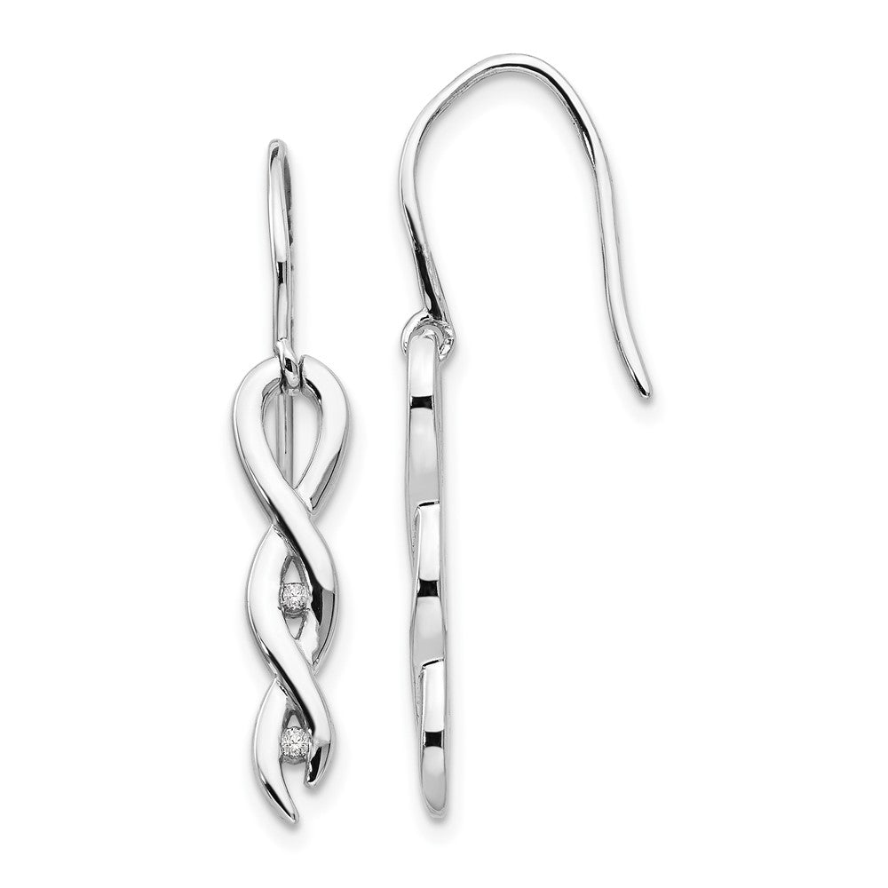 White Ice Ohrhänger aus rhodiniertem Sterlingsilber mit Diamanten, gedrehtem Design und Ohrhaken