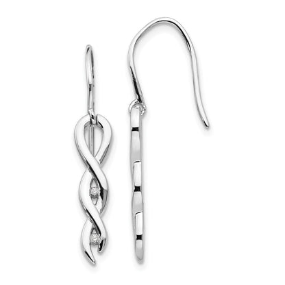 White Ice Ohrhänger aus rhodiniertem Sterlingsilber mit Diamanten, gedrehtem Design und Ohrhaken