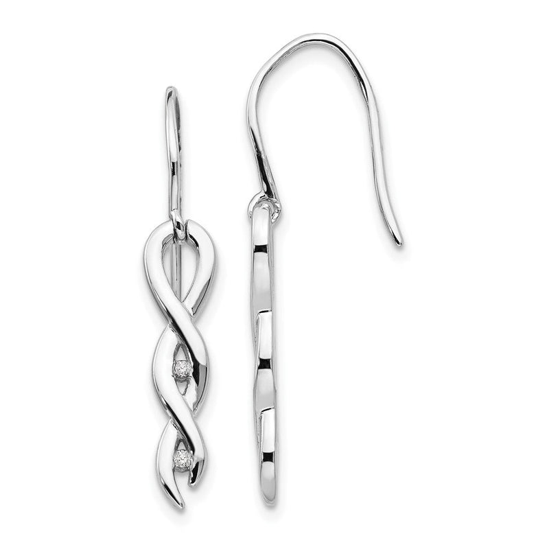 White Ice Ohrhänger aus rhodiniertem Sterlingsilber mit Diamanten, gedrehtem Design und Ohrhaken