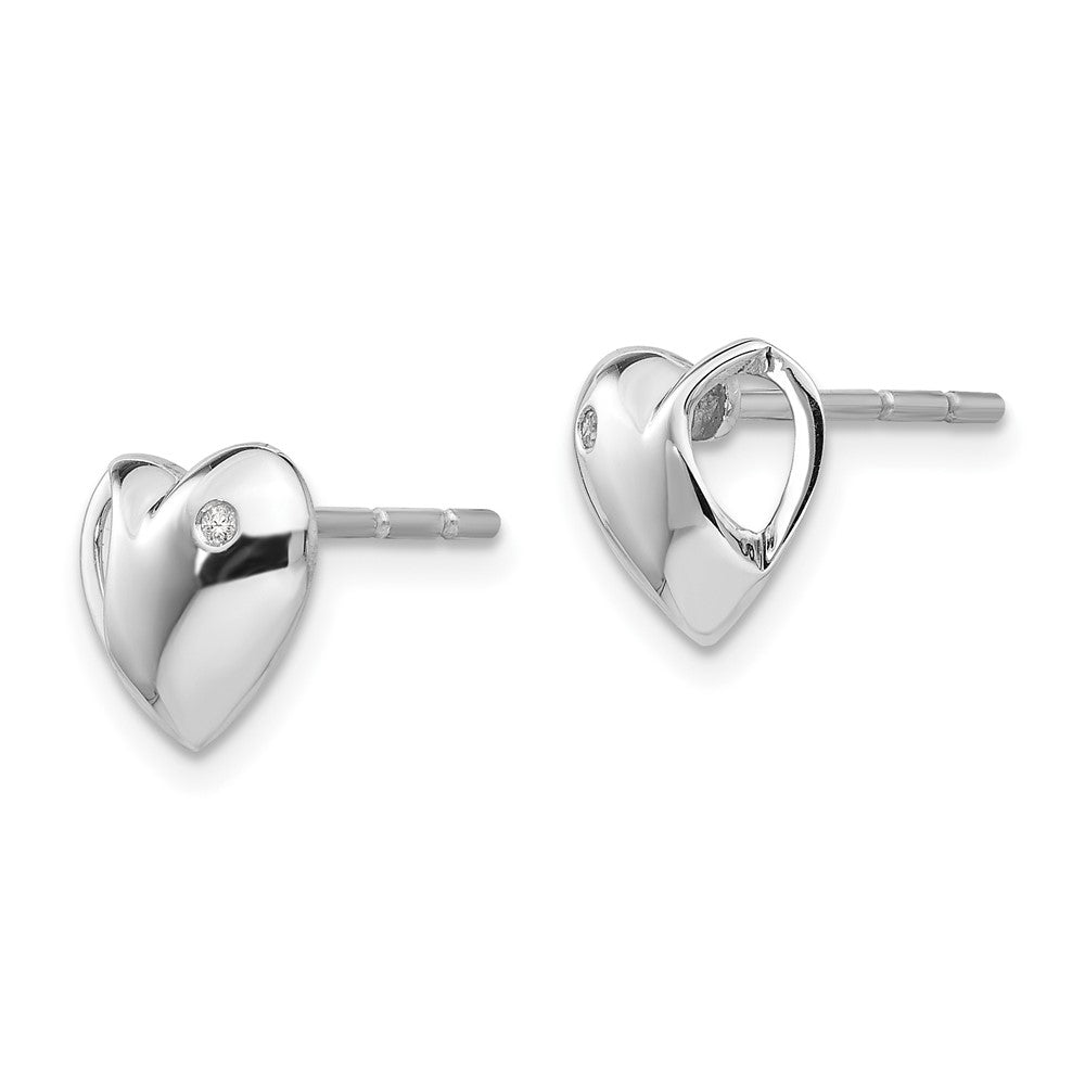 White Ice Diamant-Herz-Ohrstecker aus Sterlingsilber, rhodiniert