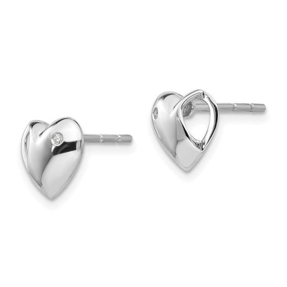 White Ice Diamant-Herz-Ohrstecker aus Sterlingsilber, rhodiniert