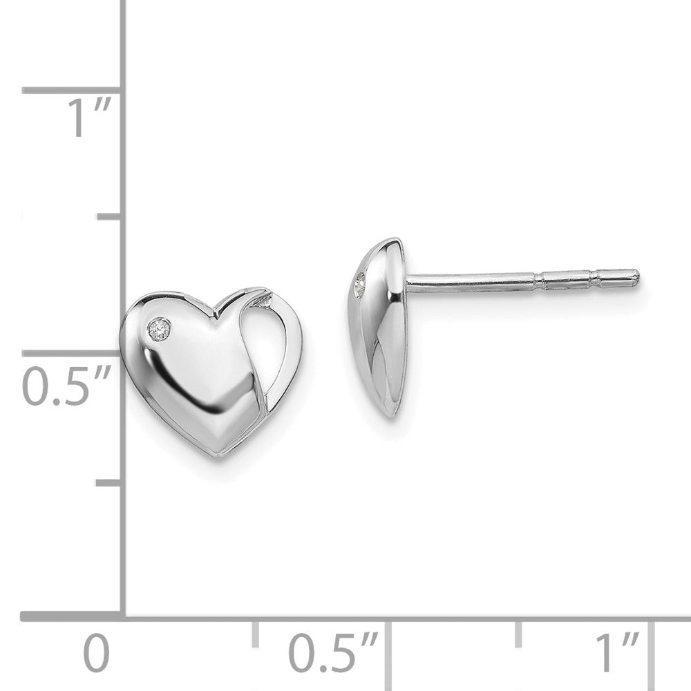 White Ice Diamant-Herz-Ohrstecker aus Sterlingsilber, rhodiniert