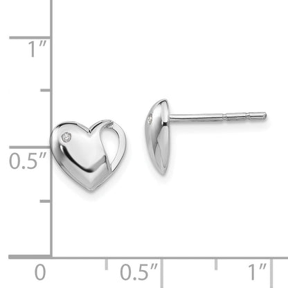 White Ice Diamant-Herz-Ohrstecker aus Sterlingsilber, rhodiniert