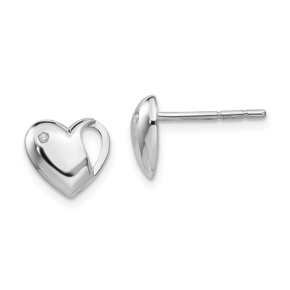 White Ice Diamant-Herz-Ohrstecker aus Sterlingsilber, rhodiniert
