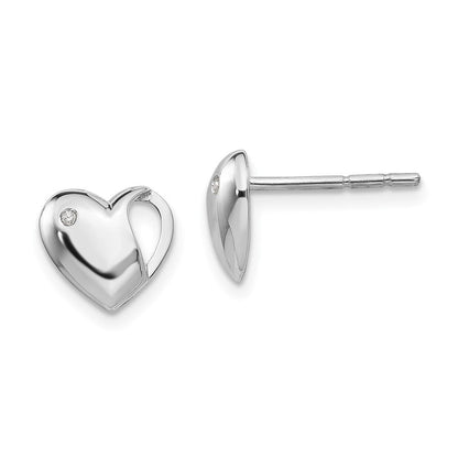White Ice Diamant-Herz-Ohrstecker aus Sterlingsilber, rhodiniert