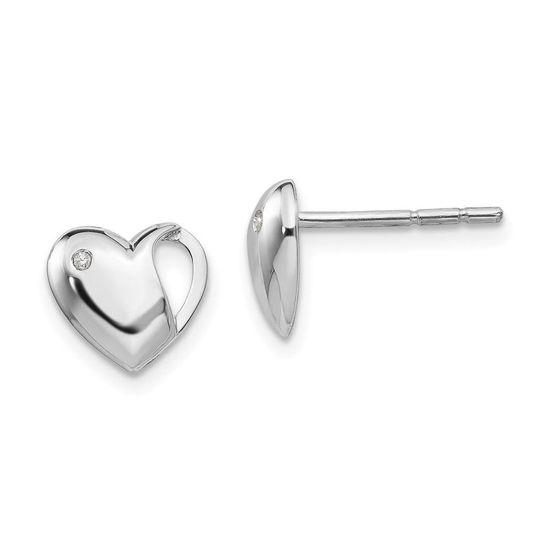 White Ice Diamant-Herz-Ohrstecker aus Sterlingsilber, rhodiniert