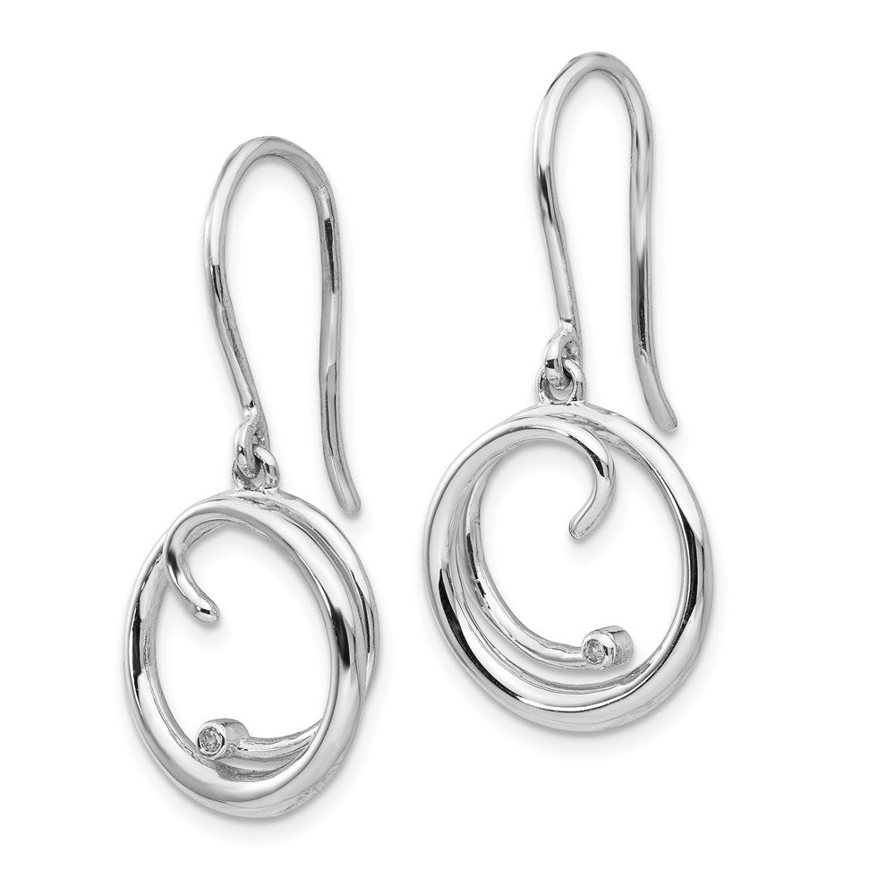 White Ice Ohrhänger aus rhodiniertem Sterlingsilber mit Diamant-Wirbel-Design und Schäferhaken-Verschluss