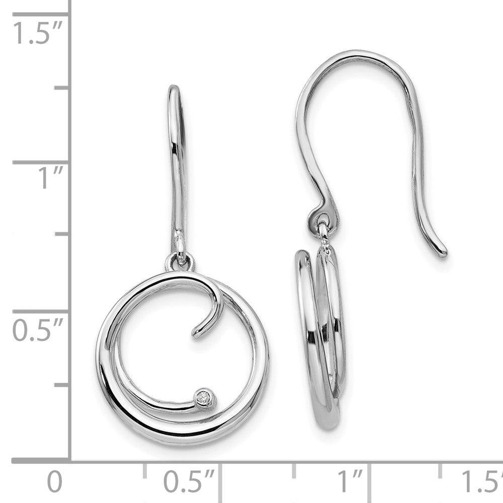 White Ice Ohrhänger aus rhodiniertem Sterlingsilber mit Diamant-Wirbel-Design und Schäferhaken-Verschluss