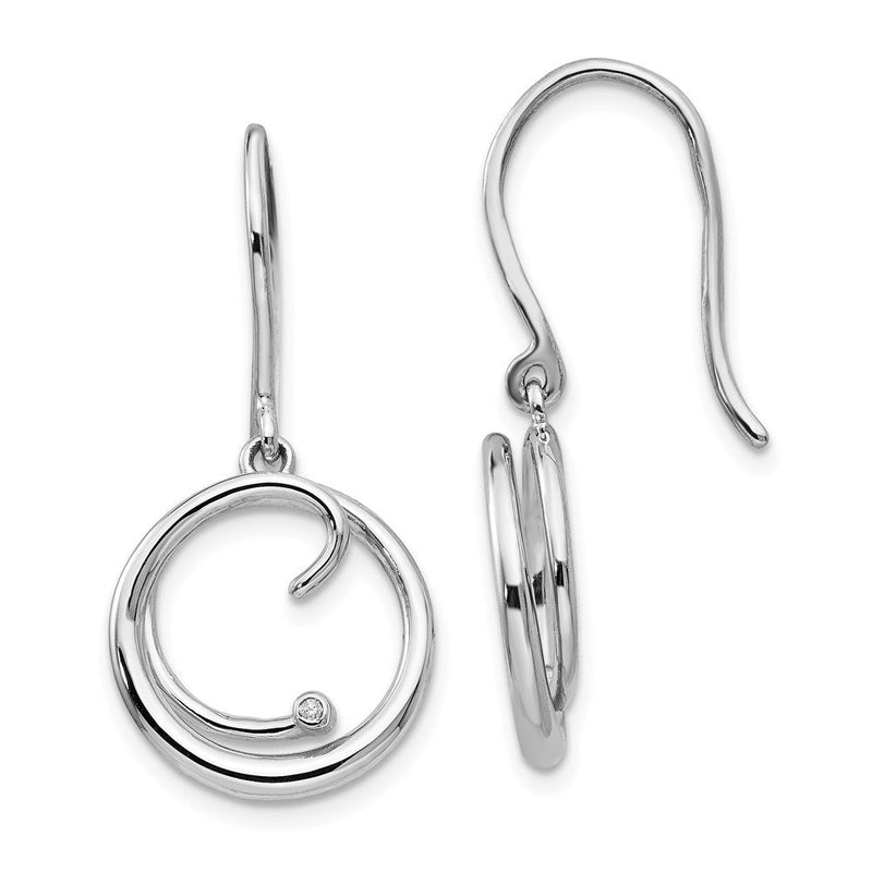 White Ice Ohrhänger aus rhodiniertem Sterlingsilber mit Diamant-Wirbel-Design und Schäferhaken-Verschluss