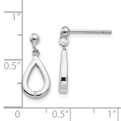 Rhodinierte Sterlingsilber-Ohrhänger „White Ice“ mit Diamant-Besatz, Tropfenform, mit Ohrstecker-Verschluss
