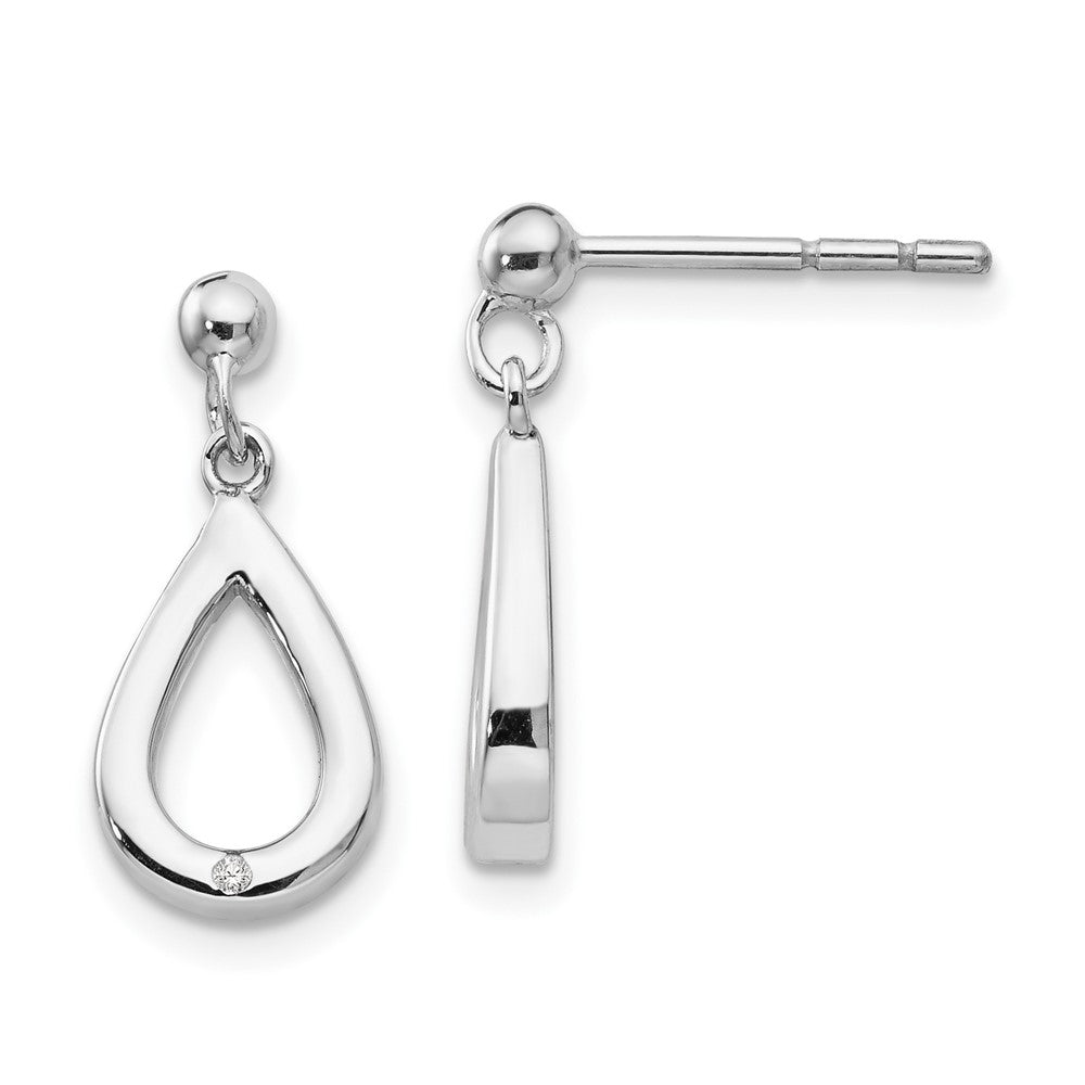 Rhodinierte Sterlingsilber-Ohrhänger „White Ice“ mit Diamant-Besatz, Tropfenform, mit Ohrstecker-Verschluss