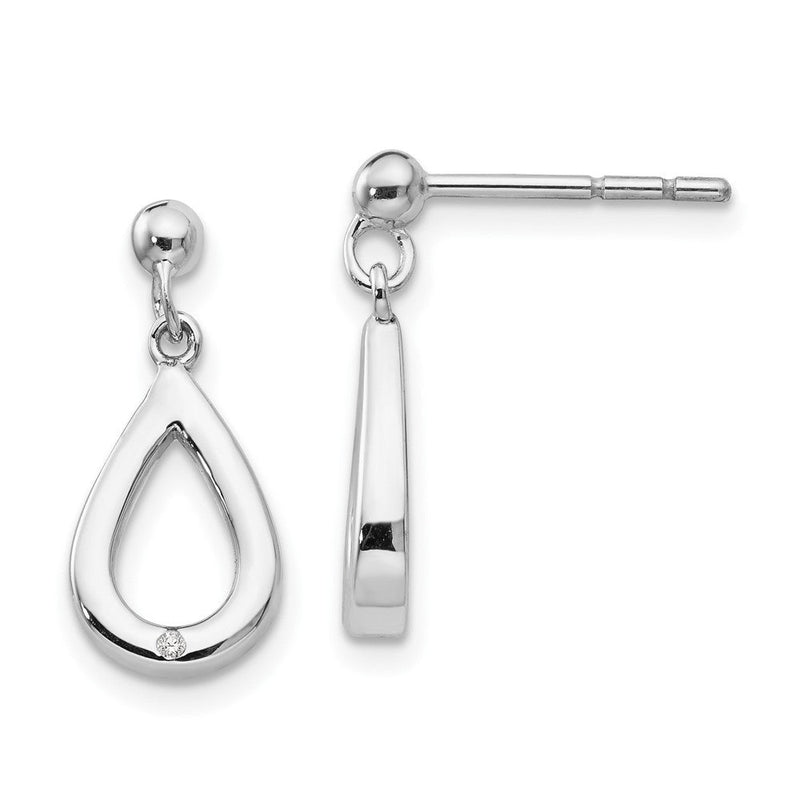 Rhodinierte Sterlingsilber-Ohrhänger „White Ice“ mit Diamant-Besatz, Tropfenform, mit Ohrstecker-Verschluss