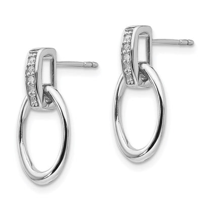 White Ice Ohrhänger aus rhodiniertem Sterlingsilber mit offenem oval-Design und Diamanten, Ohrstecker-Verschluss