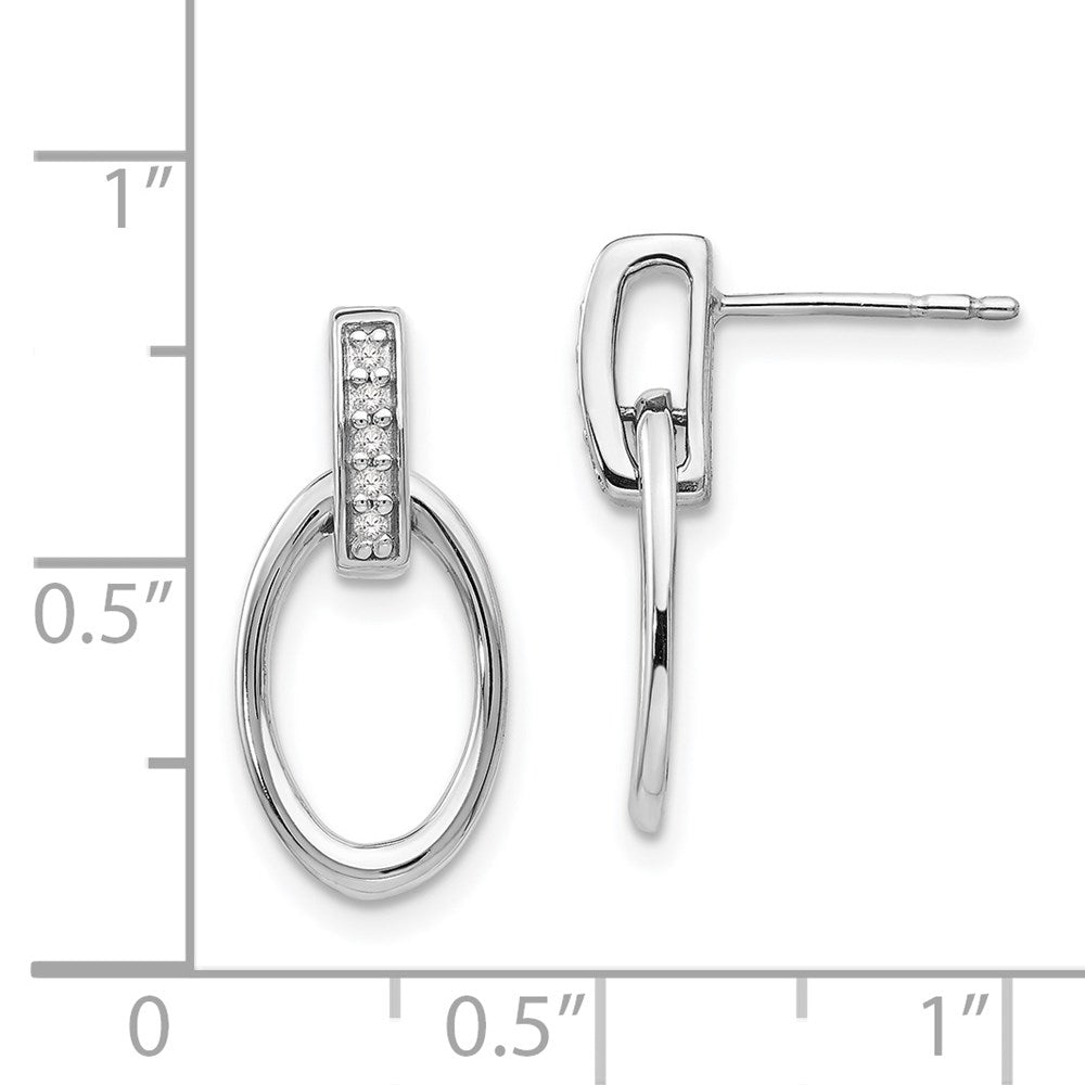 White Ice Ohrhänger aus rhodiniertem Sterlingsilber mit offenem oval-Design und Diamanten, Ohrstecker-Verschluss