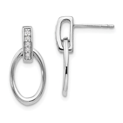 White Ice Ohrhänger aus rhodiniertem Sterlingsilber mit offenem oval-Design und Diamanten, Ohrstecker-Verschluss