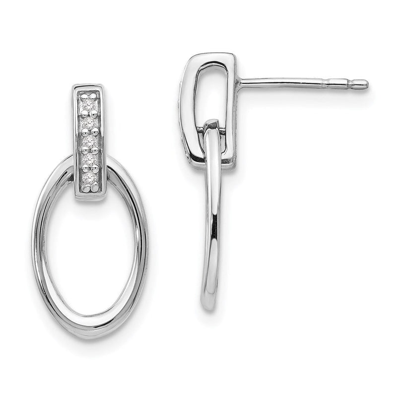 White Ice Ohrhänger aus rhodiniertem Sterlingsilber mit offenem oval-Design und Diamanten, Ohrstecker-Verschluss