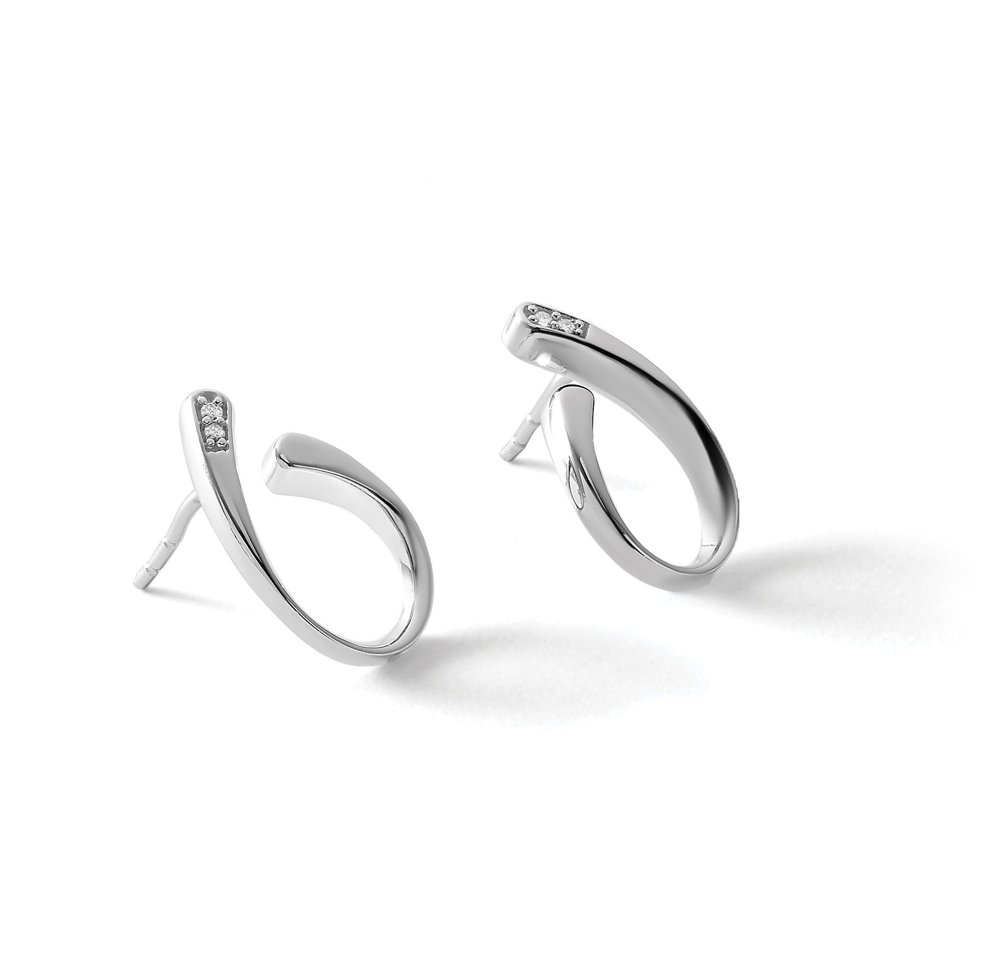 Ohrstecker aus rhodiniertem Sterlingsilber mit Diamant