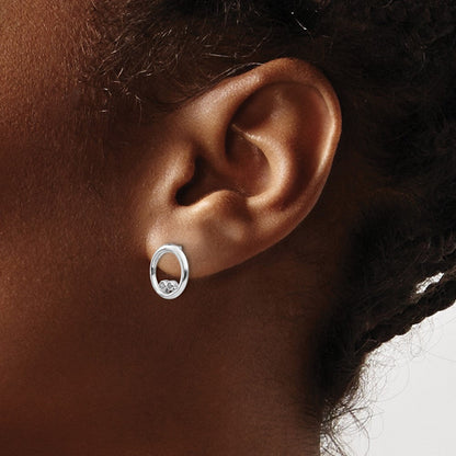 Ohrstecker aus rhodiniertem Sterlingsilber mit offenem Kreis und Diamanten „White Ice“