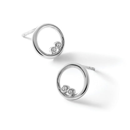 Ohrstecker aus rhodiniertem Sterlingsilber mit offenem Kreis und Diamanten „White Ice“