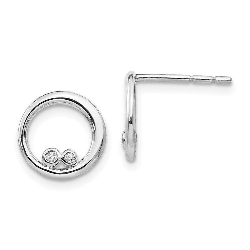Ohrstecker aus rhodiniertem Sterlingsilber mit offenem Kreis und Diamanten „White Ice“