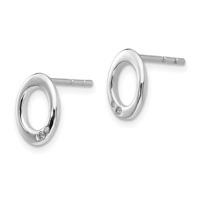 Rhodinierte White Ice Ohrstecker aus Sterlingsilber mit offenem Oval-Design und Diamanten