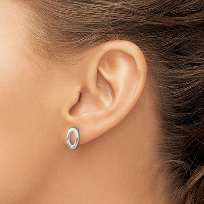 Rhodinierte White Ice Ohrstecker aus Sterlingsilber mit offenem Oval-Design und Diamanten