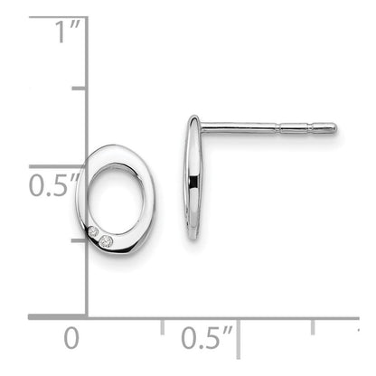 Rhodinierte White Ice Ohrstecker aus Sterlingsilber mit offenem Oval-Design und Diamanten