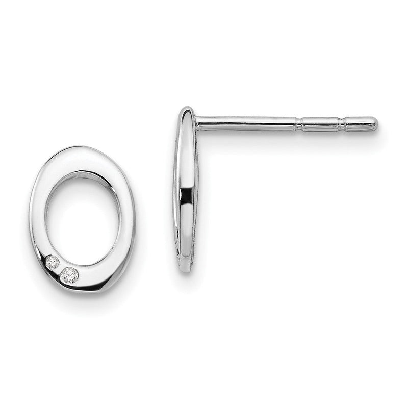 Rhodinierte White Ice Ohrstecker aus Sterlingsilber mit offenem Oval-Design und Diamanten