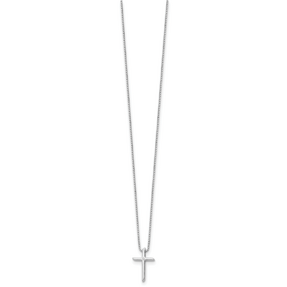 Sterlingsilber Weiß Eis Rhodiniert 18 Zoll Diamant Kreuz Halskette mit 2 Verlängerung