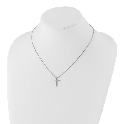 Sterlingsilber Weiß Eis Rhodiniert 18 Zoll Diamant Kreuz Halskette mit 2 Verlängerung