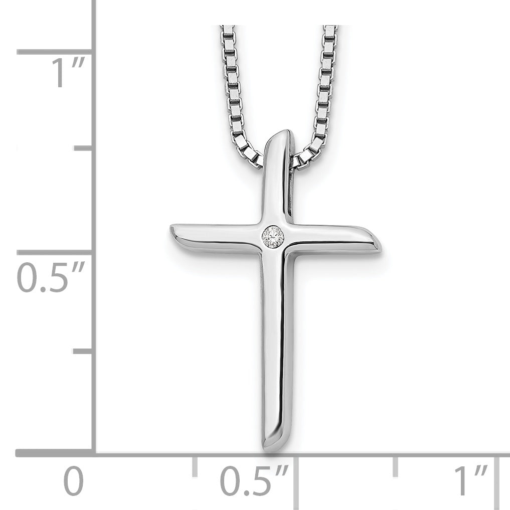 Sterlingsilber Weiß Eis Rhodiniert 18 Zoll Diamant Kreuz Halskette mit 2 Verlängerung