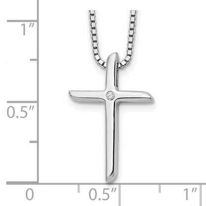 Sterlingsilber Weiß Eis Rhodiniert 18 Zoll Diamant Kreuz Halskette mit 2 Verlängerung
