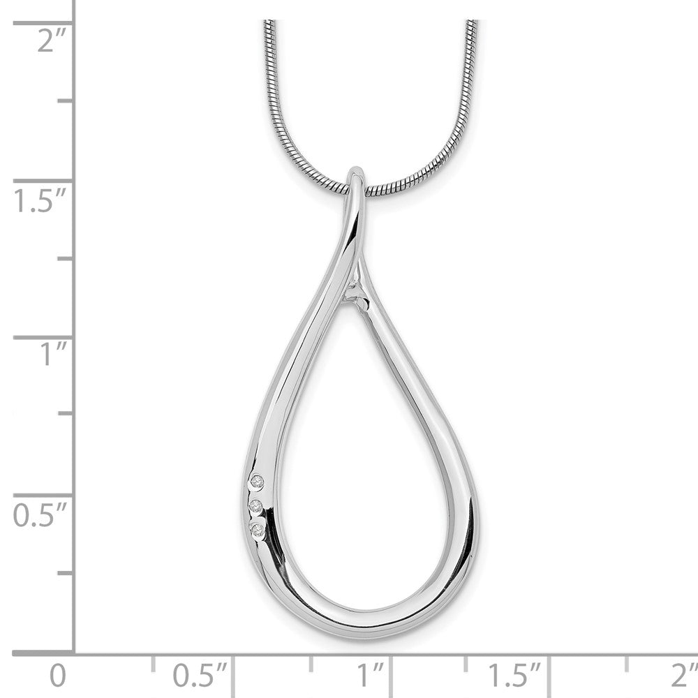 Sterlingsilber Weiß Eis Rhodiniert 18 Zoll Diamant Offen Tropfen Halskette mit 2 Verlängerung