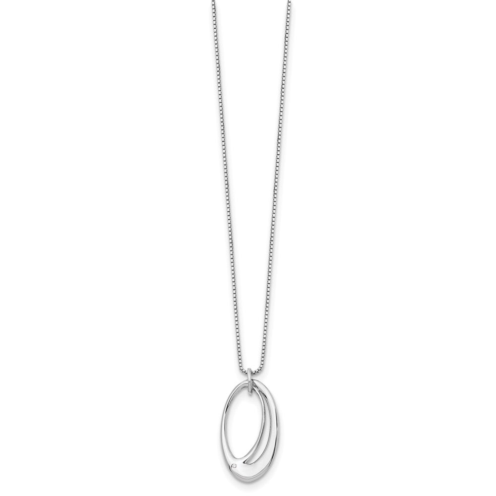 Sterlingsilber Weiß Eis Rhodiniert 18 Zoll Offen Oval Diamant Halskette mit 2 Verlängerung