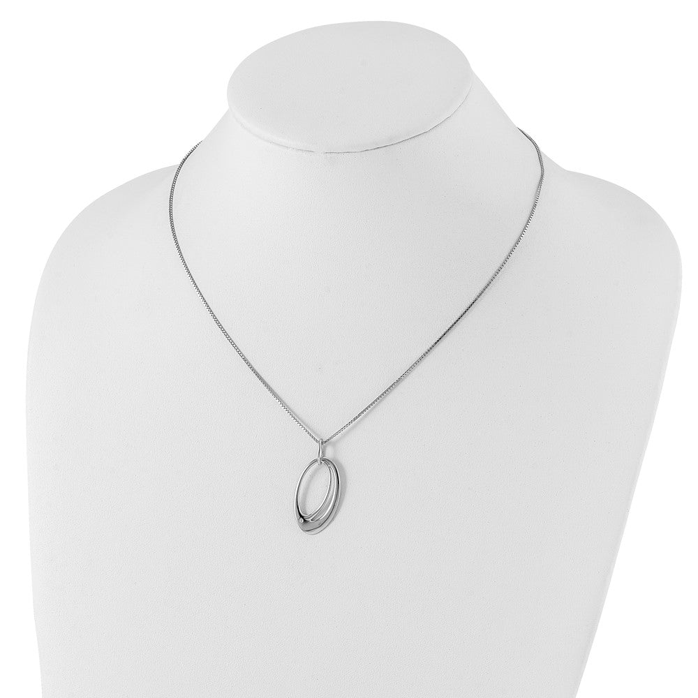 Sterlingsilber Weiß Eis Rhodiniert 18 Zoll Offen Oval Diamant Halskette mit 2 Verlängerung