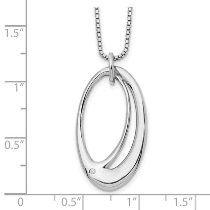 Sterlingsilber Weiß Eis Rhodiniert 18 Zoll Offen Oval Diamant Halskette mit 2 Verlängerung