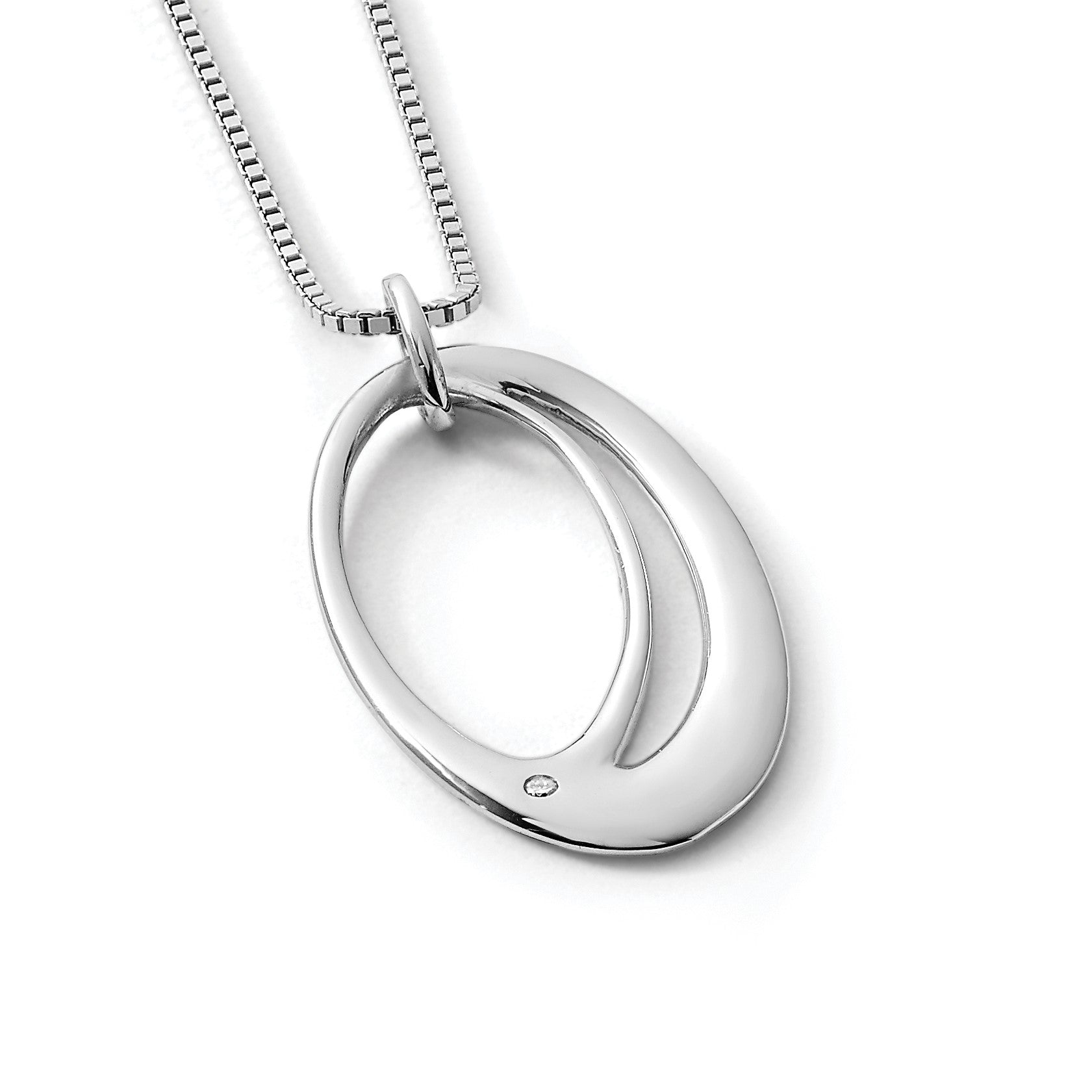 Sterlingsilber Weiß Eis Rhodiniert 18 Zoll Offen Oval Diamant Halskette mit 2 Verlängerung