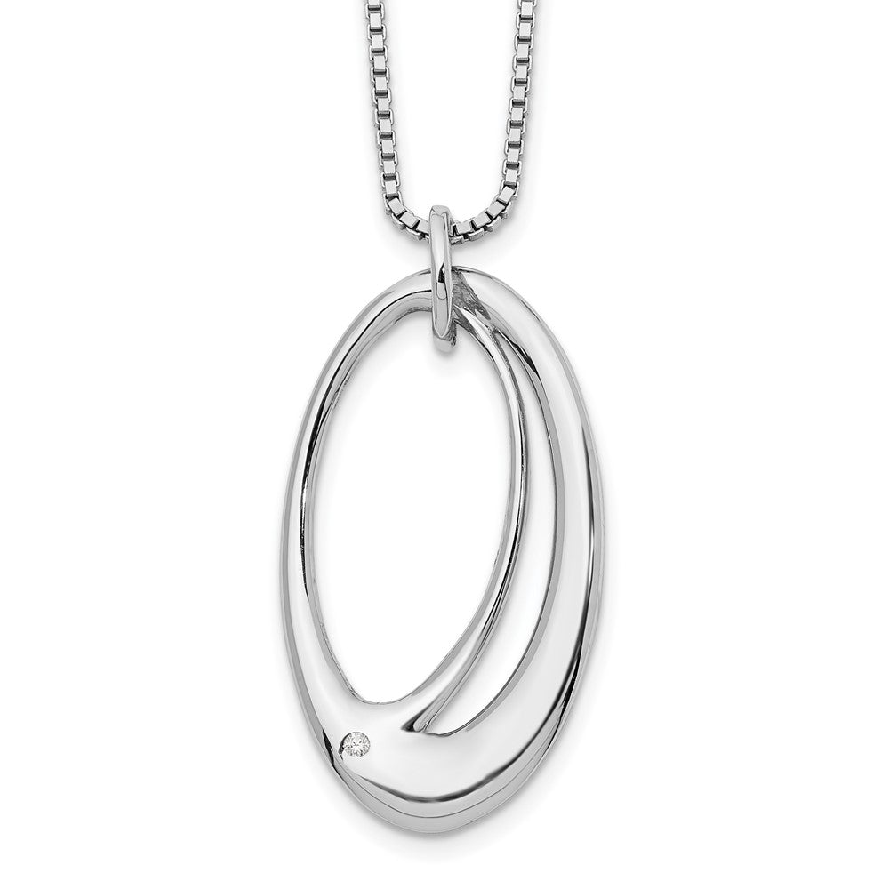 Sterlingsilber Weiß Eis Rhodiniert 18 Zoll Offen Oval Diamant Halskette mit 2 Verlängerung