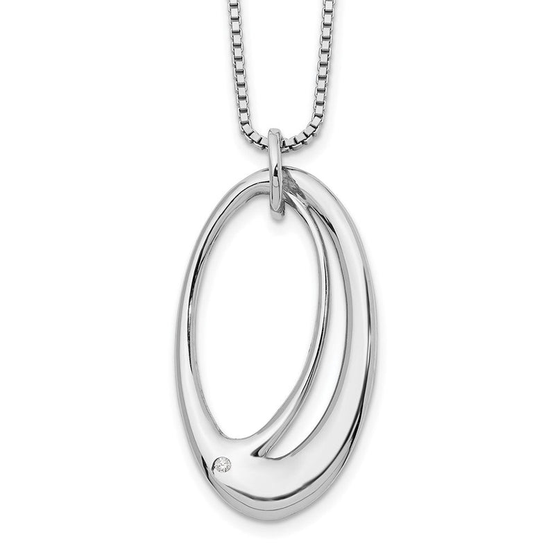 Sterlingsilber Weiß Eis Rhodiniert 18 Zoll Offen Oval Diamant Halskette mit 2 Verlängerung
