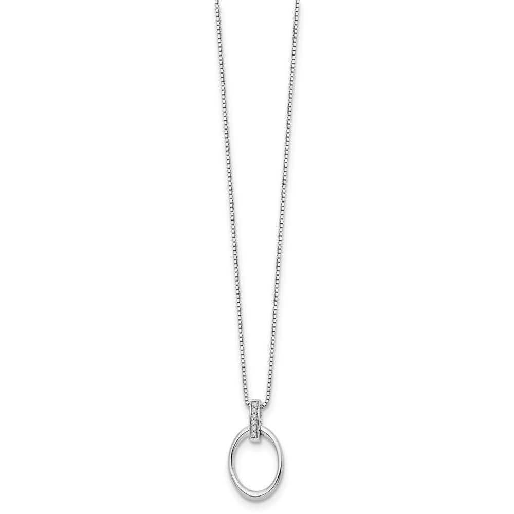 Sterlingsilber Weiß Eis Rhodiniert 18 Zoll Diamant Offen Oval Halskette mit 2 Verlängerung