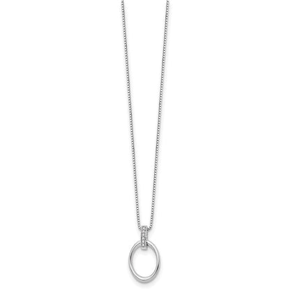Sterlingsilber Weiß Eis Rhodiniert 18 Zoll Diamant Offen Oval Halskette mit 2 Verlängerung