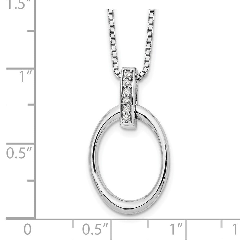 Sterlingsilber Weiß Eis Rhodiniert 18 Zoll Diamant Offen Oval Halskette mit 2 Verlängerung
