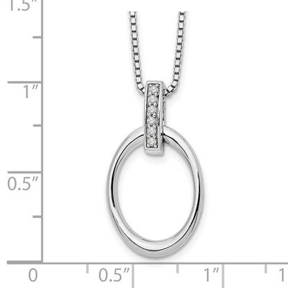 Sterlingsilber Weiß Eis Rhodiniert 18 Zoll Diamant Offen Oval Halskette mit 2 Verlängerung