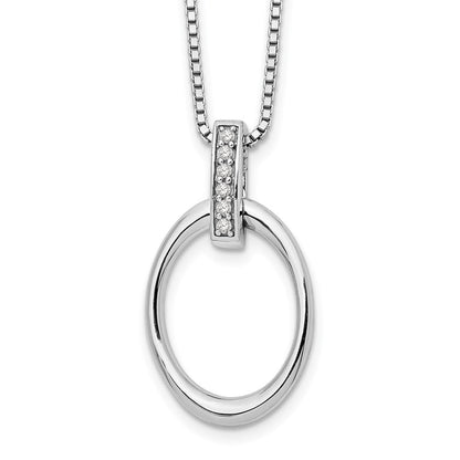 Sterlingsilber Weiß Eis Rhodiniert 18 Zoll Diamant Offen Oval Halskette mit 2 Verlängerung