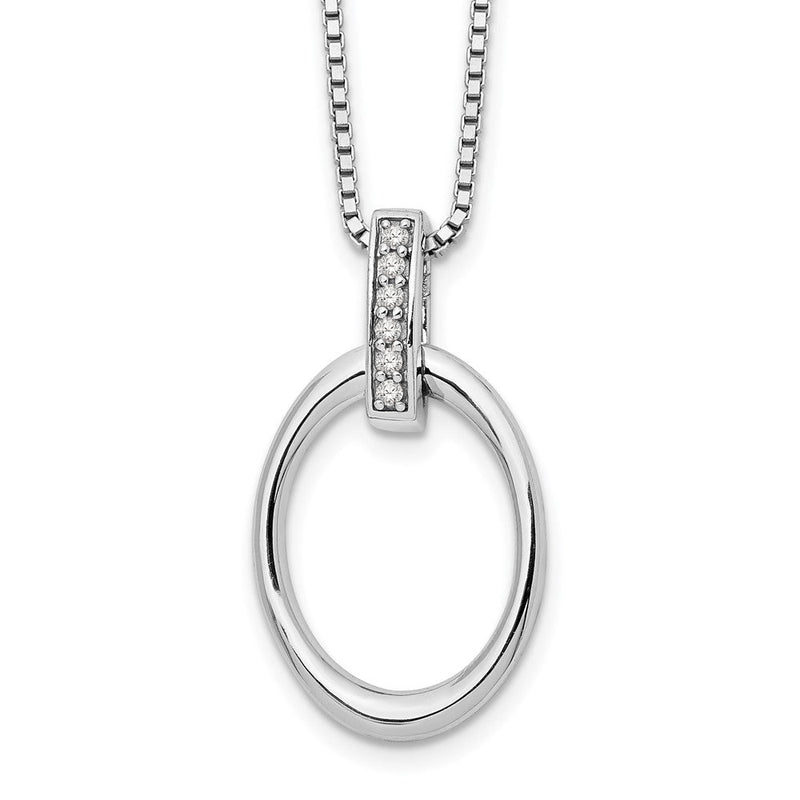 Sterlingsilber Weiß Eis Rhodiniert 18 Zoll Diamant Offen Oval Halskette mit 2 Verlängerung