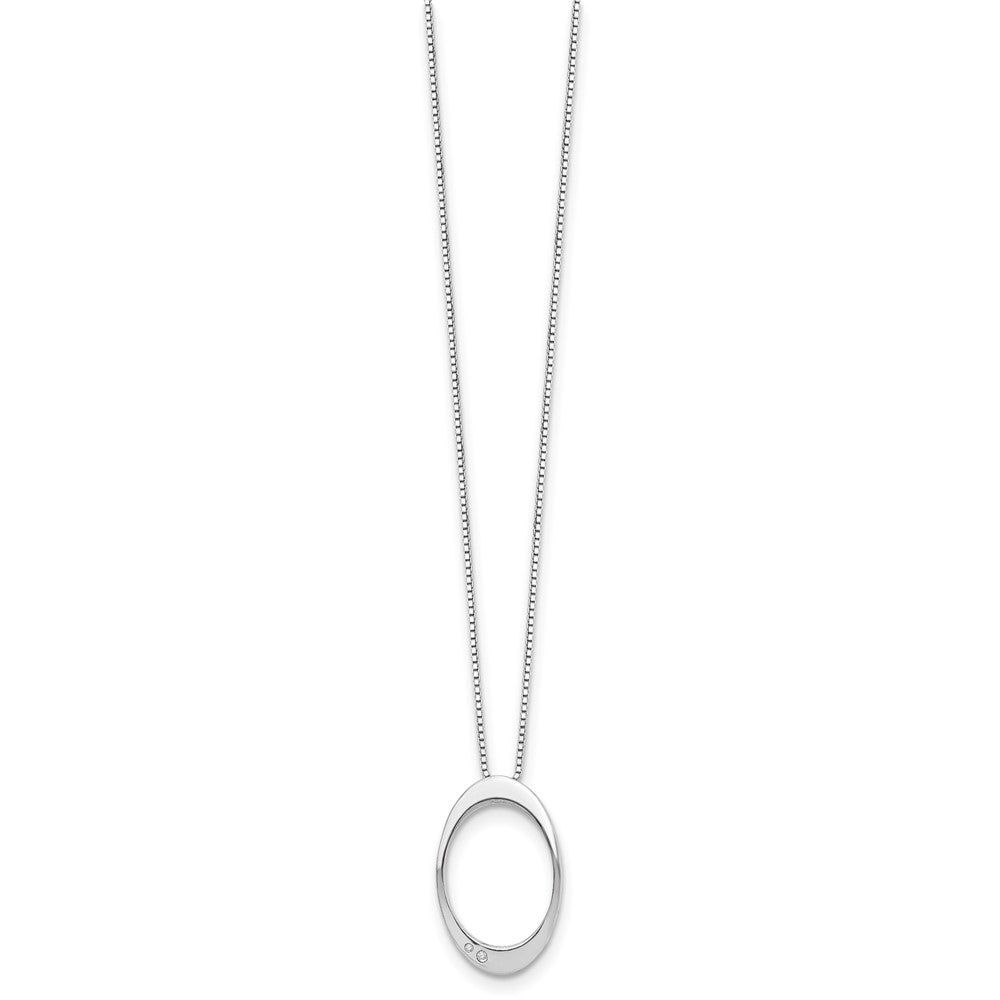 Sterlingsilber Weiß Eis Rhodiniert 18 Zoll Diamant Offen Oval Halskette mit 2 Verlängerung