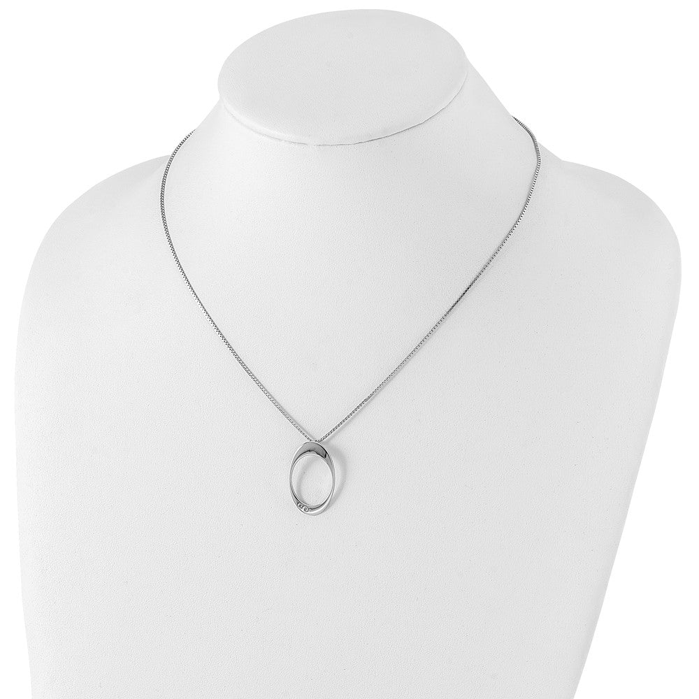 Sterlingsilber Weiß Eis Rhodiniert 18 Zoll Diamant Offen Oval Halskette mit 2 Verlängerung