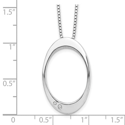 Sterlingsilber Weiß Eis Rhodiniert 18 Zoll Diamant Offen Oval Halskette mit 2 Verlängerung