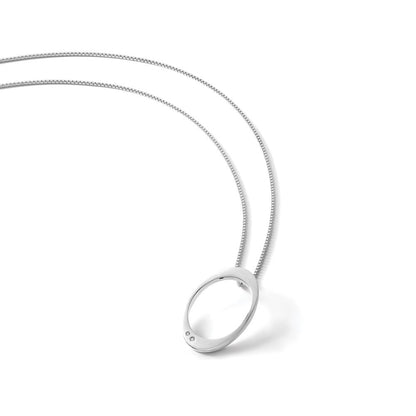 Sterlingsilber Weiß Eis Rhodiniert 18 Zoll Diamant Offen Oval Halskette mit 2 Verlängerung