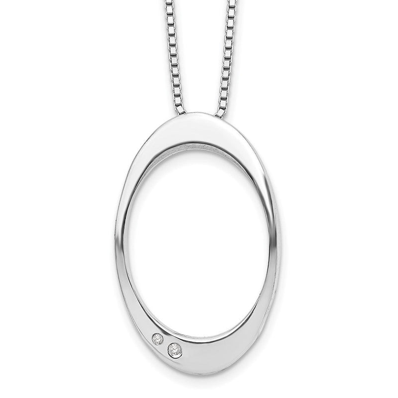 Sterlingsilber Weiß Eis Rhodiniert 18 Zoll Diamant Offen Oval Halskette mit 2 Verlängerung